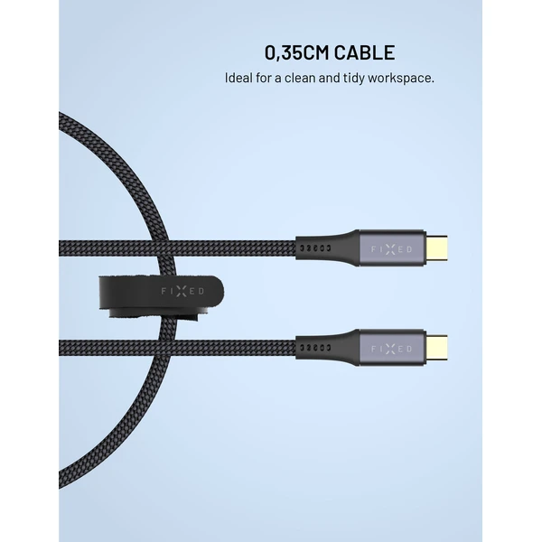 FIXED Media Cable opletený kabel USB-C/USB-C, PD 3.1, USB4 Gen3 40Gbps, 8K(60Hz),240W, 35cm, černý - Kabely a redukce - Obrázek 9c154a2c1195488a8e3075a6cfb4035a