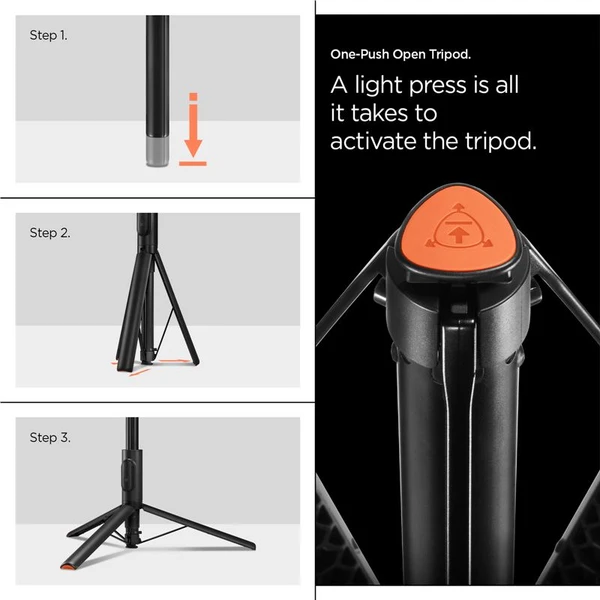 Spigen Tripod Selfie Stick Auto-Open držák na selfie černý - Držáky - Obrázek 9c181c0120964edd83ff28b485e3602c