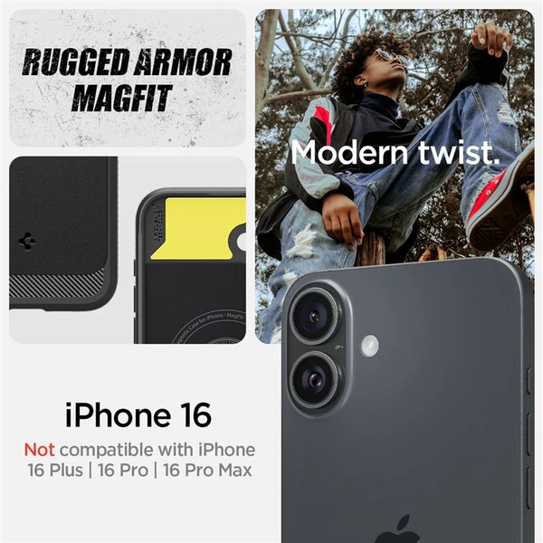 Spigen Rugged Armor MagSafe kryt iPhone 16 matte black - Pouzdra - Obrázek 9cbe0e11f5b647cbb597b69ce1c0e9c2