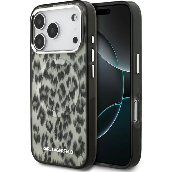Karl Lagerfeld IML Leopard MagSafe kryt iPhone 17 Pro hnědý