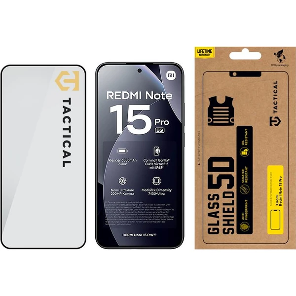 Tactical Glass Shield 5D sklo pro Xiaomi Redmi Note 15 Pro 5G černé - Ochranné folie a skla - Obrázek 9e721f79a3af48f38a6d60ba31c7e163