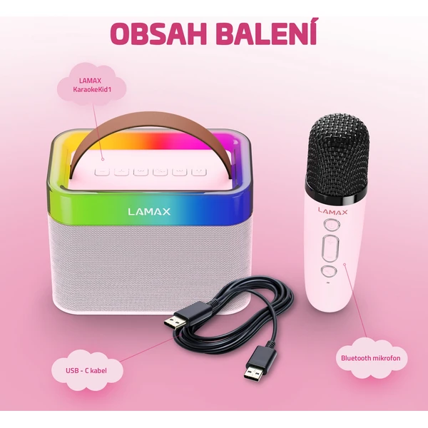 LAMAX KaraokeKid1 dětské karaoke růžové - Reproduktory - Obrázek 9edd80ae26d04c52b98cec2b69062c36