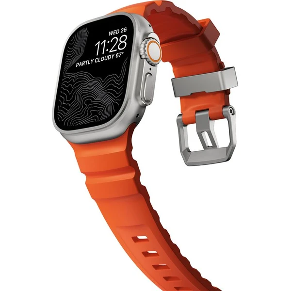 Nomad Rocky Point Band řemínek Apple Watch 49/45/44/42mm stříbrný/oranžový - Řemínky - Obrázek 9ef7abede910447993d3a020c7f740e1