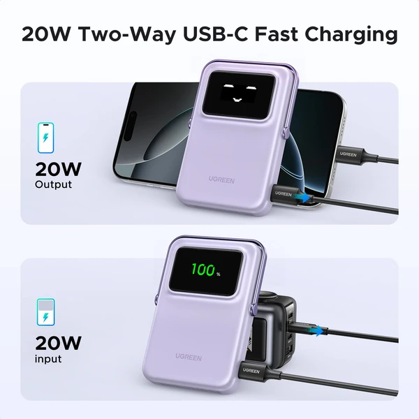 UGREEN Uno MagSafe/Qi2 Powerbanka se stojánkem, 10000 mAh, 20W, fialová - Powerbanky - Obrázek 9f8e0c82ca7440bab1c1d4655c0dc192
