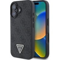 Guess PU 4G Strass Triangle Metal Logo kryt pro iPhone 16 černý - Pouzdra