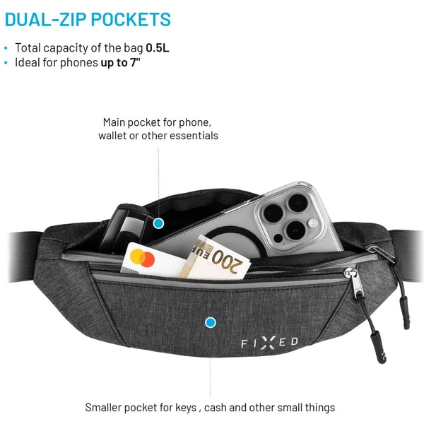 FIXED Sportbelt sportovní ledvinka šedá - Ledvinky - Obrázek 9fd8e770246147b3a2fe715ca73a4c65