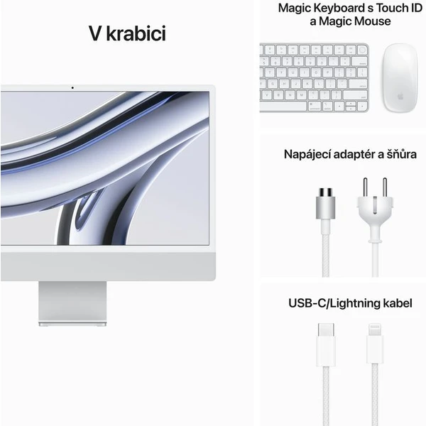 Apple iMac 24" M3 (2023) 10GPU/8GB/512GB stříbrný - All-in-one - Obrázek A057000701