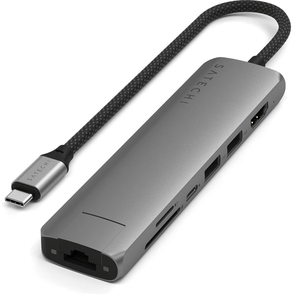 Satechi 7v1 USB-C Slim víceportový adaptér s Ethernetem vesmírně šedý - USB huby - Obrázek A0OC000J01