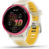 Garmin Forerunner 570 42 mm růžová hliníková luneta s bílo-žlutým poloprůhledným řemínkem - Chytré hodinky
