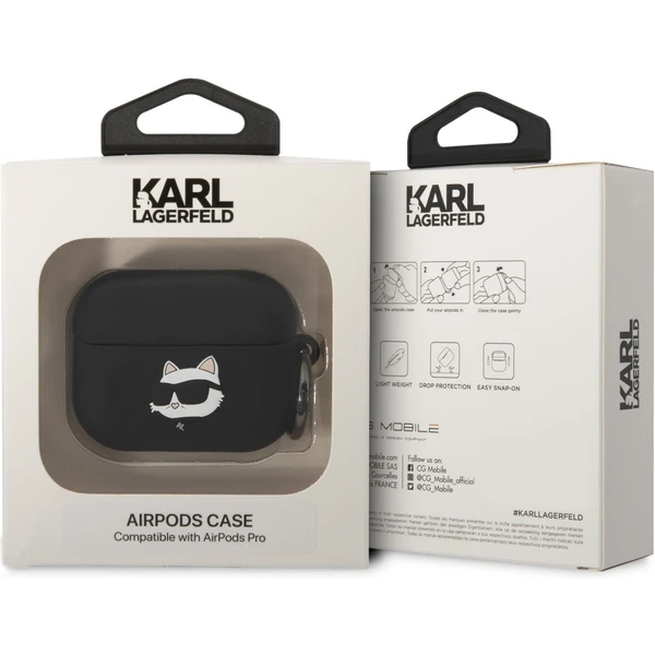 Karl Lagerfeld 3D Logo NFT Choupette Head Silikonové pouzdro Airpods Pro černé - Pouzdra - Obrázek A40L300401