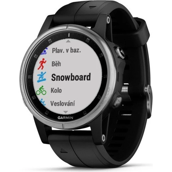 Garmin Fenix 5S Plus stříbrné/černý pásek - Chytré hodinky - Obrázek A42T000101