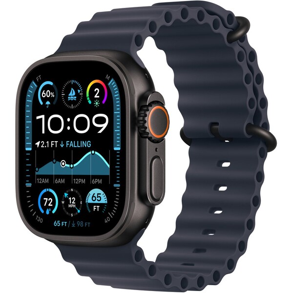 Apple Watch 49mm námořnicky modrý Oceánský řemínek - provedení z černého titanu MYPA3ZM/A