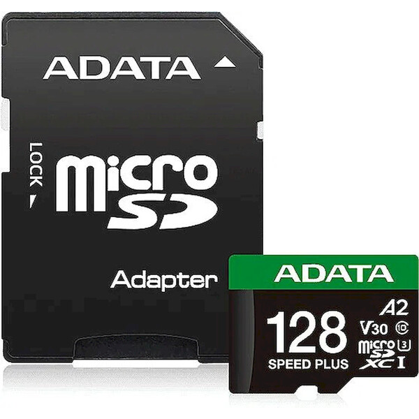 ADATA Speed Plus MicroSDXC karta 128GB + SD adaptér Černá