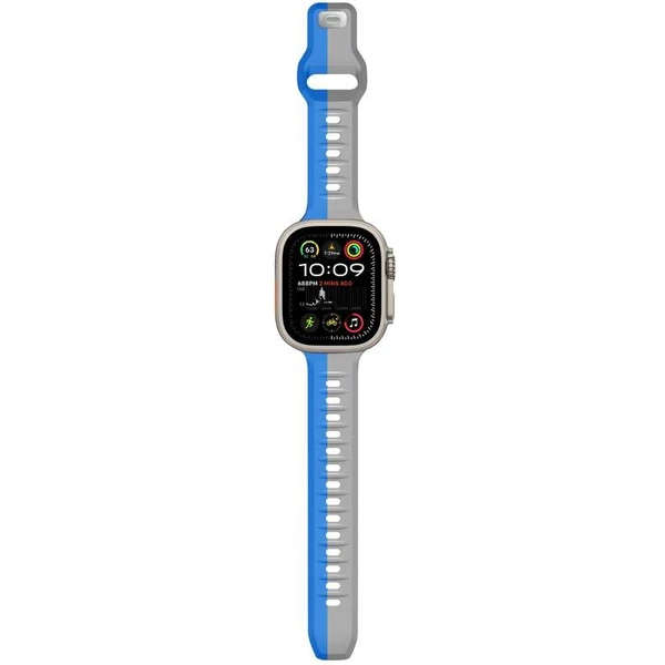 CubeNest Premium Silicon Band řemínek Apple Watch 42-49 mm šedý/modrý - Řemínky - Obrázek A4UD000O01