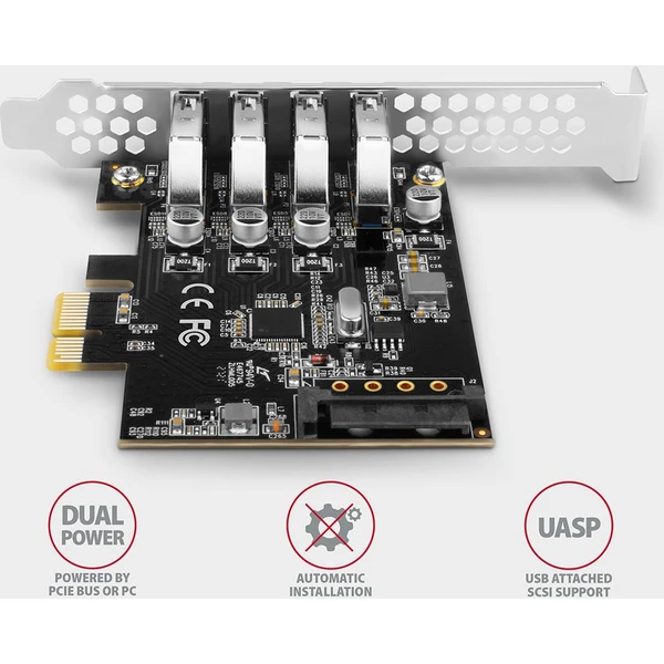 AXAGON PCEU-43RS PCIe řadič 4x USB 3.2 Gen 1 - Řadiče - Obrázek A5W3000L01