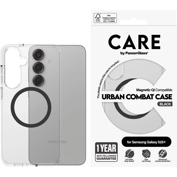 PanzerGlass® CARE kryt Samsung Galaxy S25+ Urban Combat čirý/černý QI - Pouzdra - Obrázek A7FC000J01