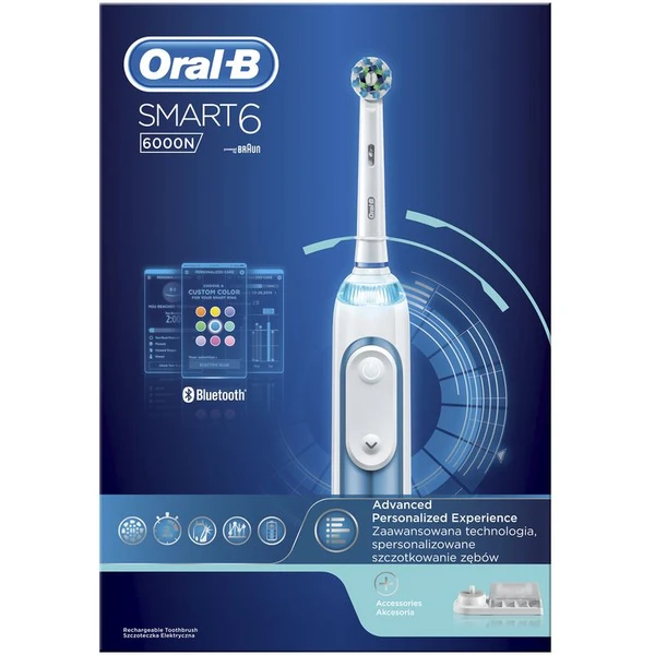 Oral-B Smart 6 6000N chytrý zubní kartáček hlavice Cross Action modrý - Zubní kartáčky - Obrázek A8HW400301