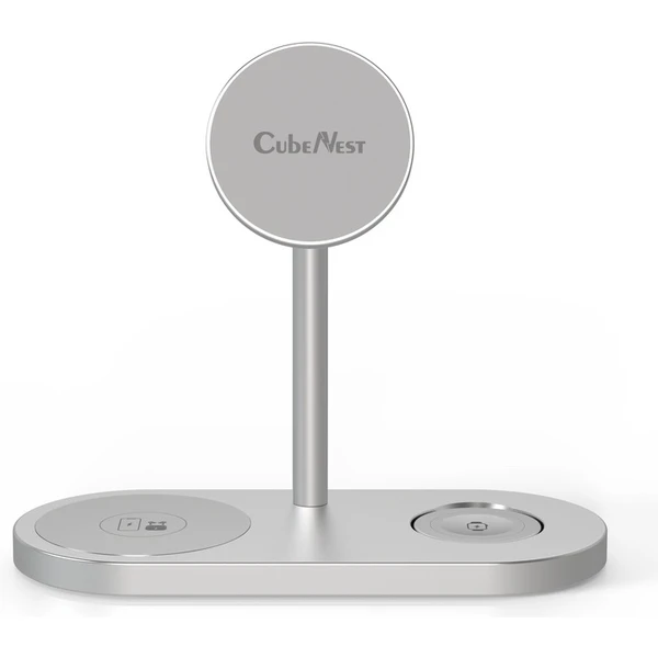 CubeNest S313 Pro 3v1 magnetická bezdrátová nabíječka stříbrná - Nabíječky - Obrázek A9MH100501