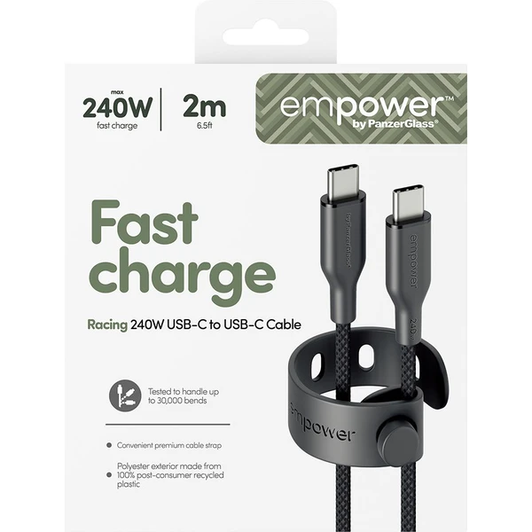 PanzerGlass USB-C/USB-C napájecí kabel 240W 2m černý - Kabely a redukce - Obrázek AA3J000K01
