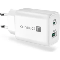 CONNECT IT Wanderer2 GaN nabíjecí adaptér 1×USB-C + 1xUSB-A bílý 33W PD - Nabíječky