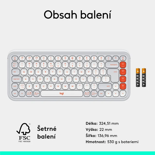 Logitech POP ICON KEYS (US) klávesnice bílá - Klávesnice - Obrázek ABU8000O01