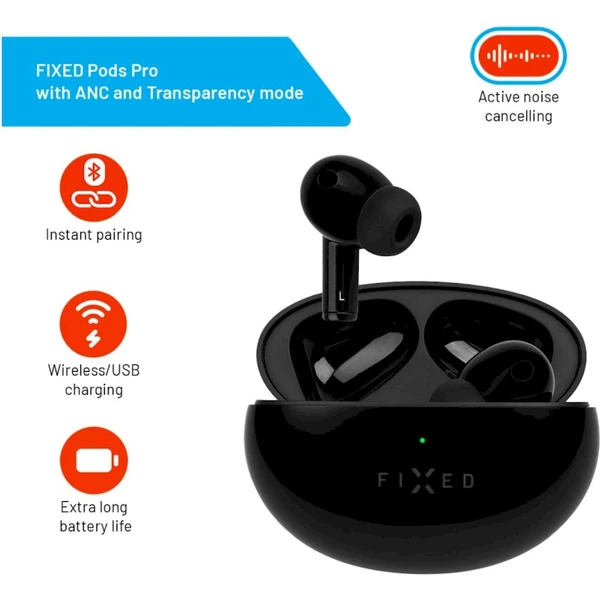 FIXED Pods Pro TWS bezdrátová sluchátka s ANC černá - Sluchátka - Obrázek AD01000L01