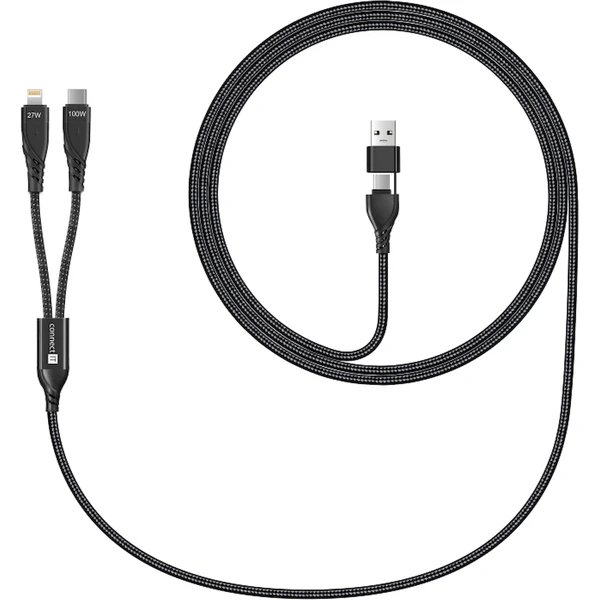 CONNECT IT Wirez 4v1 napájecí kabel 100W 1,25m černý - Kabely a redukce - Obrázek AFTG000K01