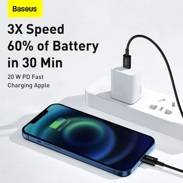 Baseus Superior USB-C/Lightning napájecí kabel 20W 2m černý - Kabely a redukce - Obrázek AGF9700301