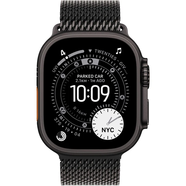 Apple Watch Ultra 3 (2025) 49mm Černý titan s černým titanovým milánským tahem L - Chytré hodinky - Obrázek AGQH000K01