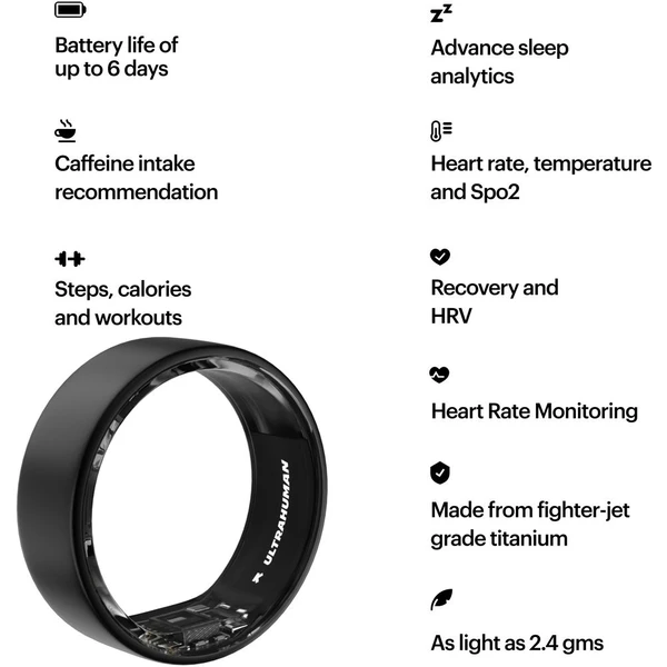 Ultrahuman Ring AIR chytrý prsten vel. 12 Matt Grey - Chytré prsteny - Obrázek AHE6000P01