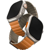 UNIQ Revix Premium Edition řemínek pro Apple Watch 49/46/45/44/42mm Saffron (oranžový/khaki) - Řemínky