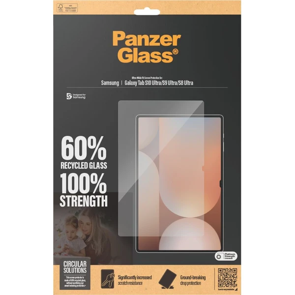 PanzerGlass® Ultra-Wide Fit sklo Samsung Galaxy Tab S10 Ultra/S9 Ultra/S8 Ultra čiré - Ochranné folie a skla - Obrázek AKPE000N01