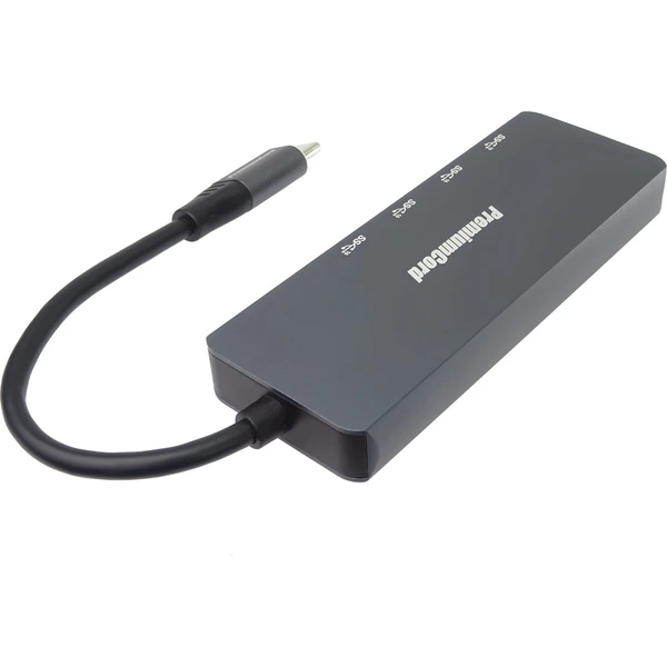 PremiumCord SuperSpeed 4v1 USB-C Hub antracitový - USB huby - Obrázek AL4L000K01