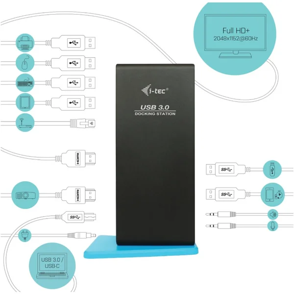 i-tec USB 3.0/USB-C Dual HDMI Docking Station - Dokovací stanice - Obrázek ALPN200401