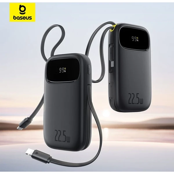 Baseus EnerFill FC31 Qpow 3 10000mAh powerbanka, 22,5W, s kabelem USB-C a Lightning černá - Powerbanky - Obrázek AMBQ000K01