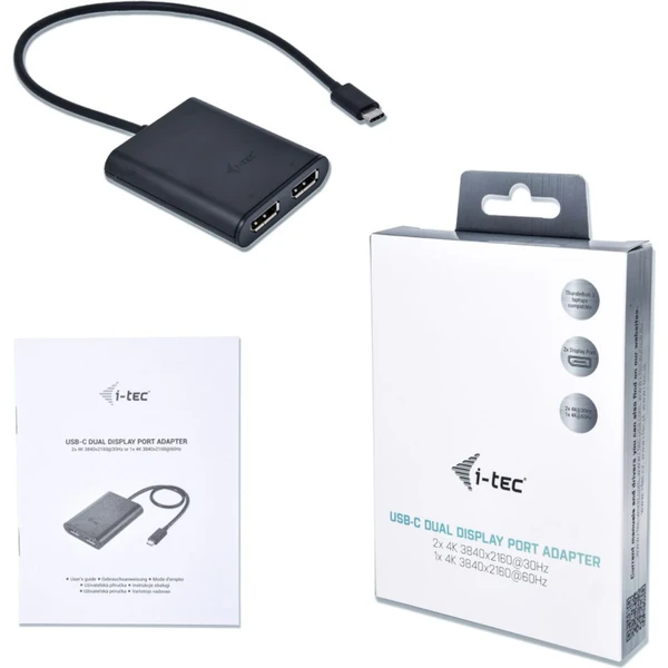 i-tec USB-C/2x DisplayPort redukce 4K černá - Kabely a redukce - Obrázek AMTN200401