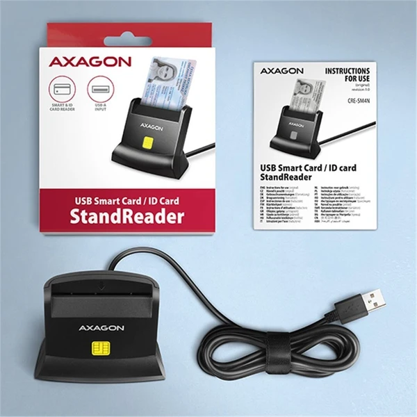 AXAGON CRE-SM4N USB-A StandReader čtečka kontaktních karet Smart card  1.3m - Čtečky paměťových karet - Obrázek APS6000701