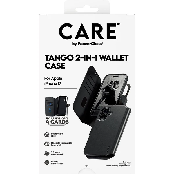 PanzerGlass® CARE Tango 2v1 Wallet pouzdro s MagSafe Apple iPhone 17 černé - Pouzdra - Obrázek ARDH000K01