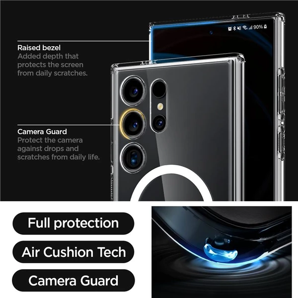 Spigen Ultra Hybrid OneTap Metal Ring MagFit kryt Samsung Galaxy S24 Ultra bílý - Pouzdra - Obrázek AT91000P01
