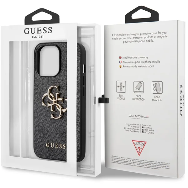 Guess PU 4G Metal Logo Case iPhone 13 Pro šedý - Pouzdra - Obrázek AU2MF00101