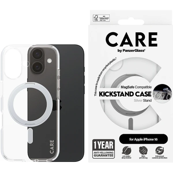 PanzerGlass® CARE kryt Apple iPhone 16 MagSafe KickStand čirý/šedý - Pouzdra - Obrázek B108000P01