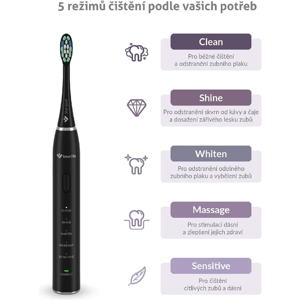 TrueLife SonicBrush Clean30 sonický zubní kartáček černý - Zubní kartáčky - Obrázek B1H0000P01