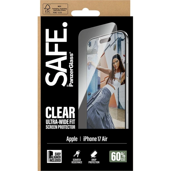 PanzerGlass® SAFE Ultra-Wide Fit sklo Apple iPhone Air s instalačním rámečkem - Ochranné folie a skla - Obrázek B1KH000K01