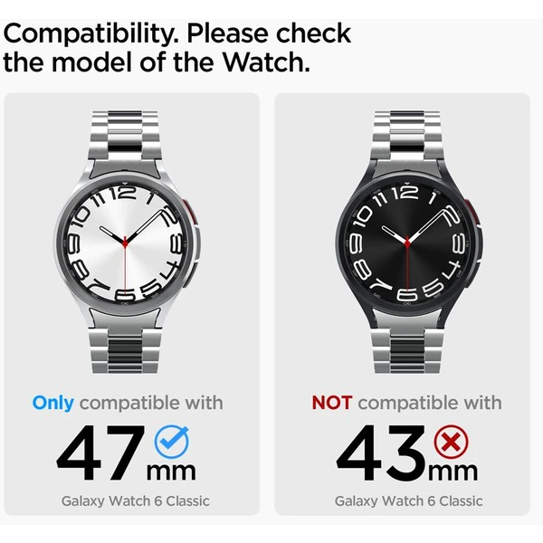 Spigen Modern Fit 316L Band řemínek Samsung Galaxy Watch6 Classic 47mm stříbrný - Řemínky - Obrázek B1W3000N01
