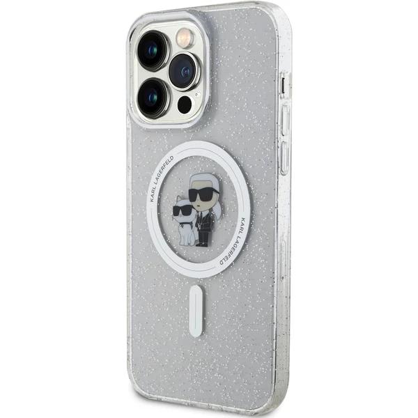 Karl Lagerfeld IML Glitter Karl and Choupette MagSafe kryt iPhone 15 Pro Max čirý - Pouzdra - Obrázek B1X4000701