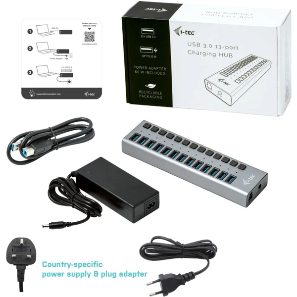 i-tec USB 3.0 Charging HUB 13 Port + Power Adapter 60 W - USB huby - Obrázek B29B000501