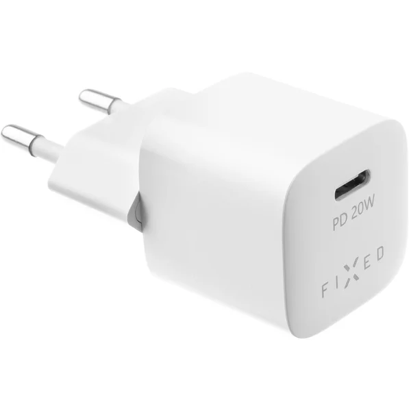 FIXED Mini nabíječka s USB-C a USB-C/Lightning kabelem, PD, 1 m, MFI, 20W, bílá - Nabíječky - Obrázek B338100501