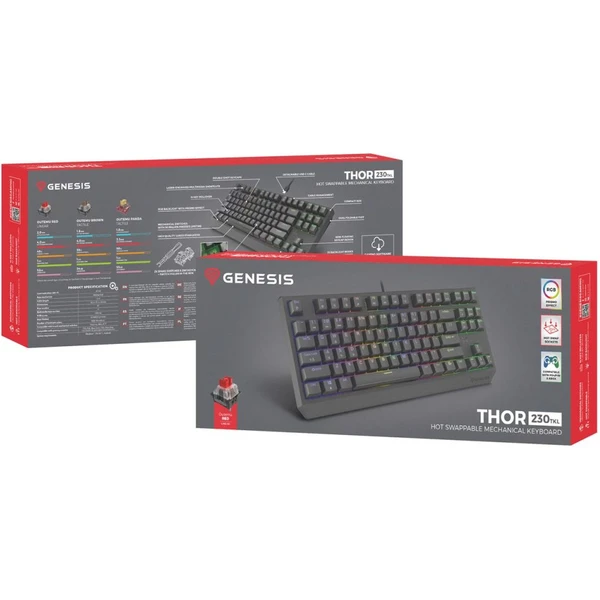 Genesis THOR 230 TKL RGB mechanická klávesnice černá Outemu Red - Klávesnice - Obrázek B3I5000O01