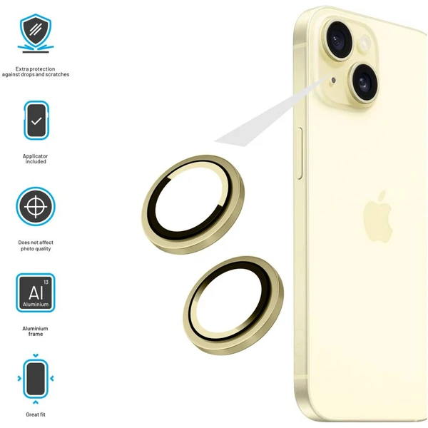 FIXED Camera Glass ochranná skla Apple iPhone 15/15 Plus žlutá - Ochranné folie a skla - Obrázek B3Y3000P01