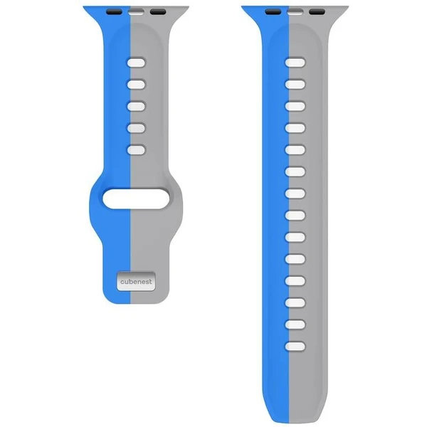 CubeNest Premium Silicon Band řemínek Apple Watch 42-49 mm šedý/modrý - Řemínky - Obrázek B4UD000O01